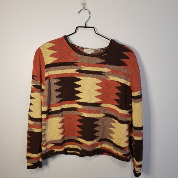 3 for $15 Vintage CB Southwestern Print Cropped Sweater Size M - Picture 1 of 10